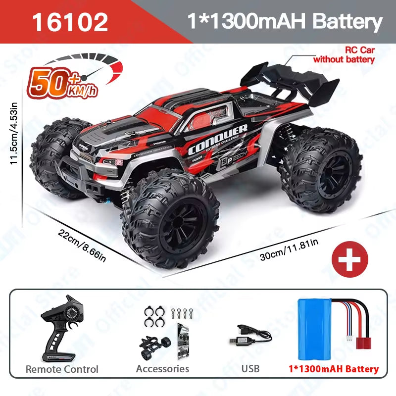 50KM/H RC Car with LED Lights 2.4G Radio Remote Control Cars Buggy Off-Road Control Trucks Boys Toy for Children VS Wltoy 144001