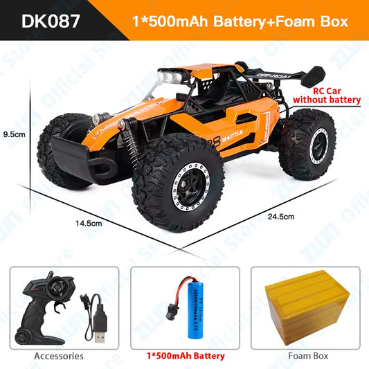 1:16 2.4Gh Model RC Car with LED Lights 2WD Off-Road Remote Control Climbing Vehicle Outdoor Cars Toys for Boys Girls Gifts