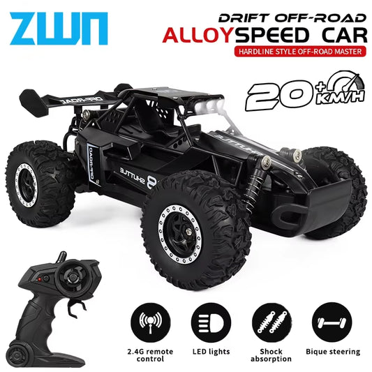 1:16 2.4Gh Model RC Car with LED Lights 2WD Off-Road Remote Control Climbing Vehicle Outdoor Cars Toys for Boys Girls Gifts
