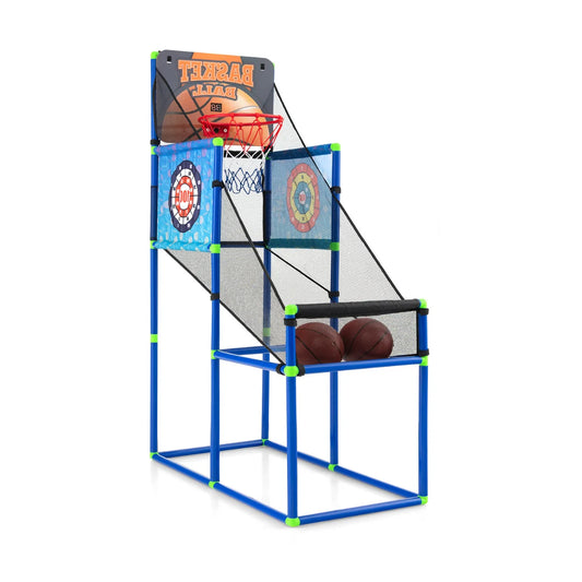 Arcade Basketball Spielset Mit Anzeigetafel & Soundeffekt Inkl. 2 Basketbälle & Pumpe Blau